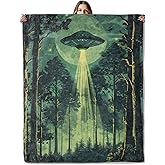 Alien Spaceship Throw Blanket for Girls Boys Kids Adults, 50x60 in, Cozy Flannel Blanket for Bedroom, Camping, Couch, Room Decor, Fuzzy Warm Soft Gifts