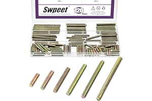 Swpeet 120Pcs 6 Sizes M6 x 20/30/ 40/50/ 60/ 70mm Galvanized Carbon Steel Fully Threaded Rod Assortment Kit, Threaded Rods Ba