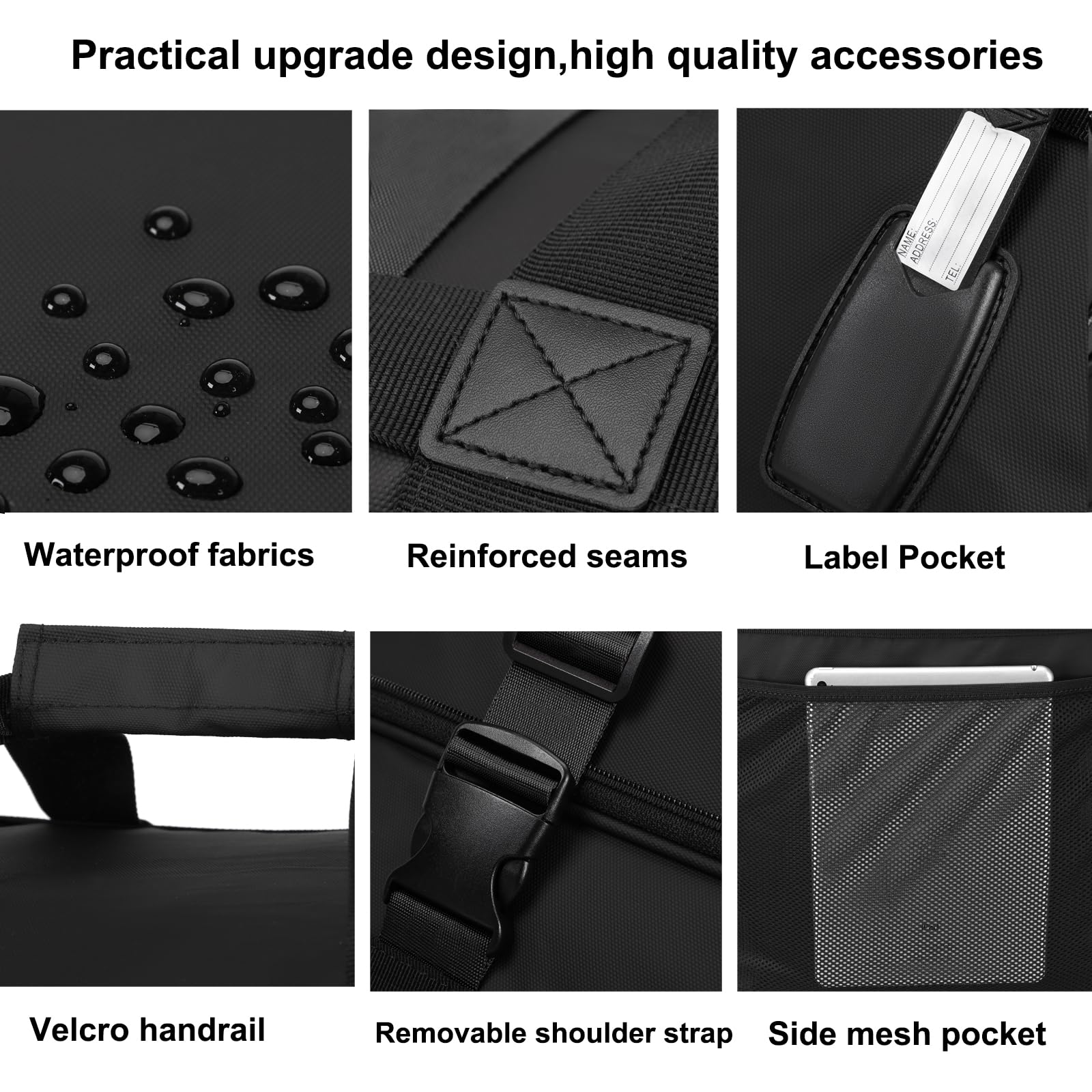 UEIPA Expandable Collapsible Luggage with Telescoping Handle Foldable Suitcase with Removable Wheels Rolling Travel Duffel Bag for Men and Women