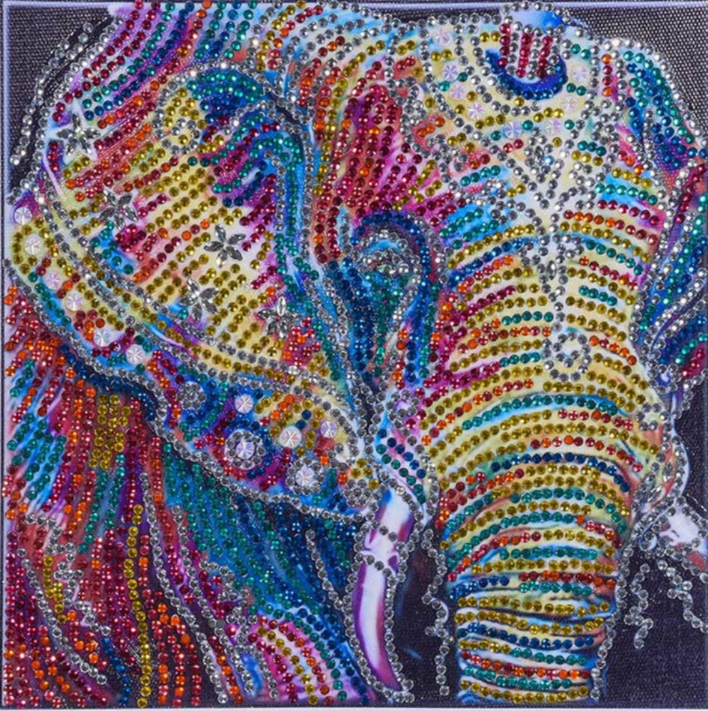 ABEUTY Diamond Painting Special Shaped Drills Kits, Colored Elephant 5D DIY Diamond Art 25x25cm Mosaic Kit (Elephant)