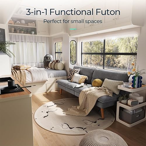 LINSY Futon Sofa Bed, 71'' Corduroy Fabric Futon Couch