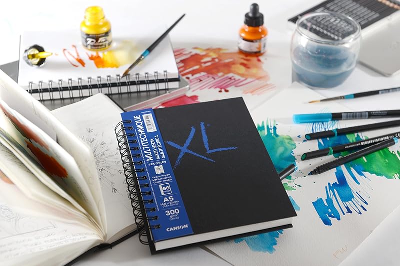 XL Art Book, Papel Multitécnica, Grano Medio, 300gsm, Cuaderno Espiral, A5-14,8x21cm, Blanco, 34 hojas — foto 4 de 7