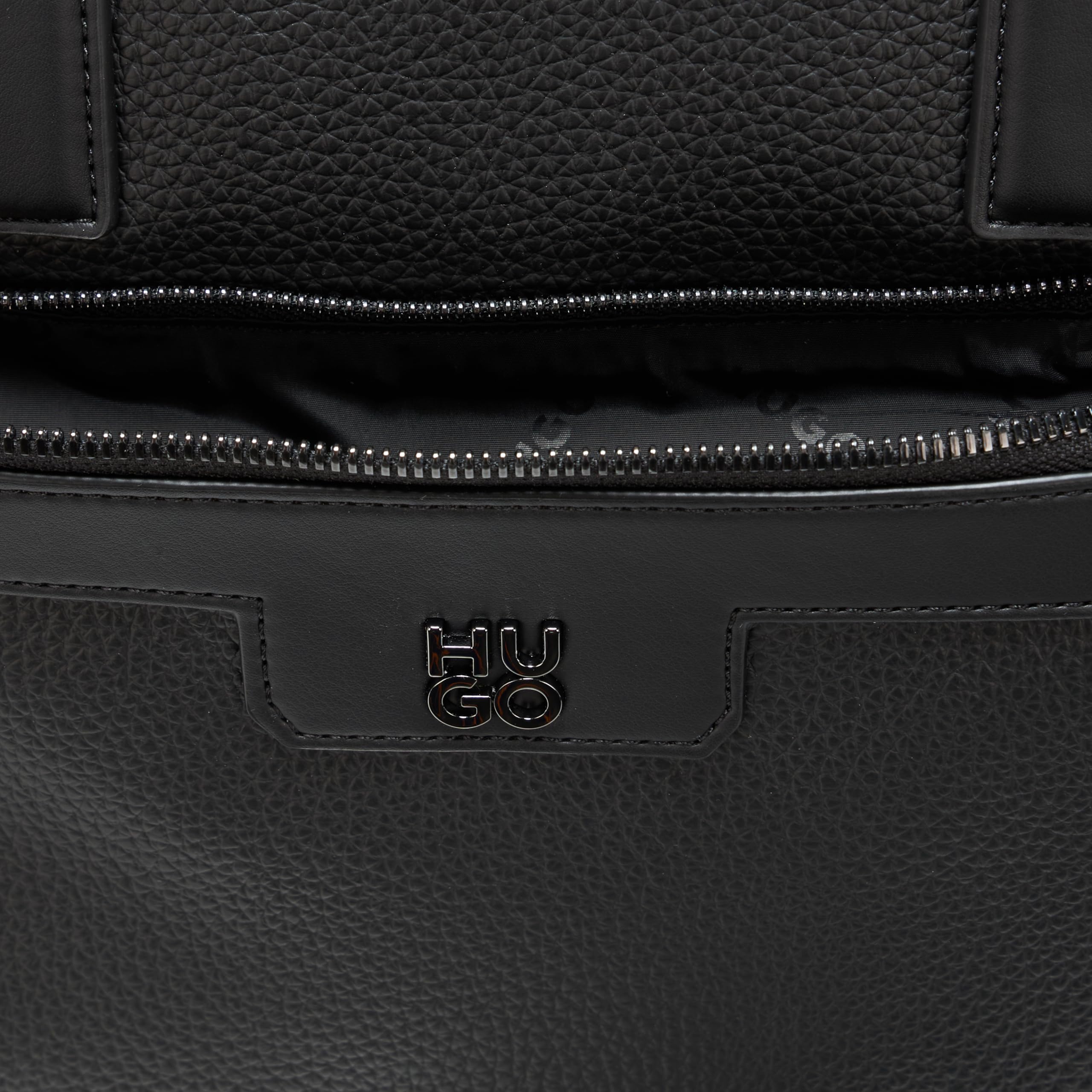HUGO mens Stacked Logo Leather Briefcase