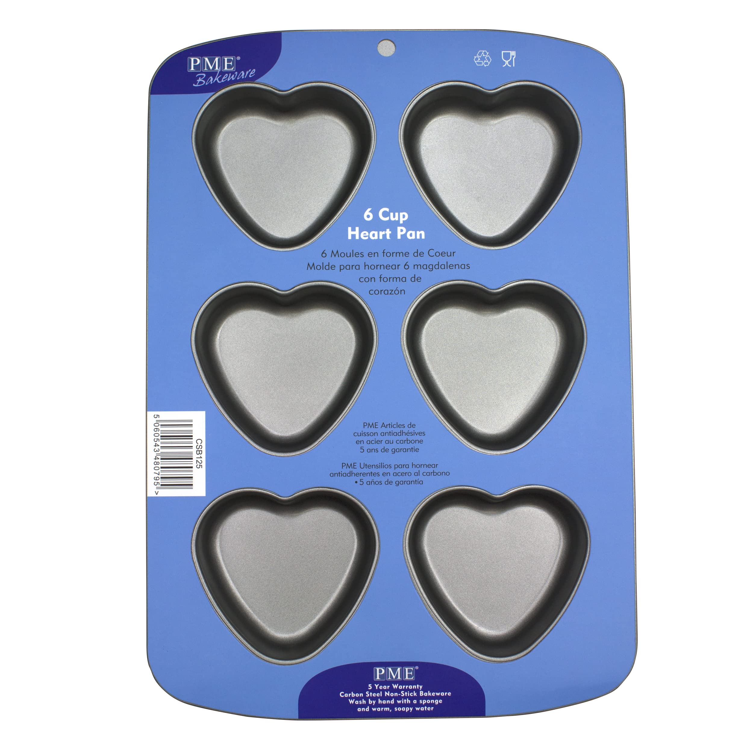 PME Non Stick 6 Cup Heart Pan, Carbon Steel