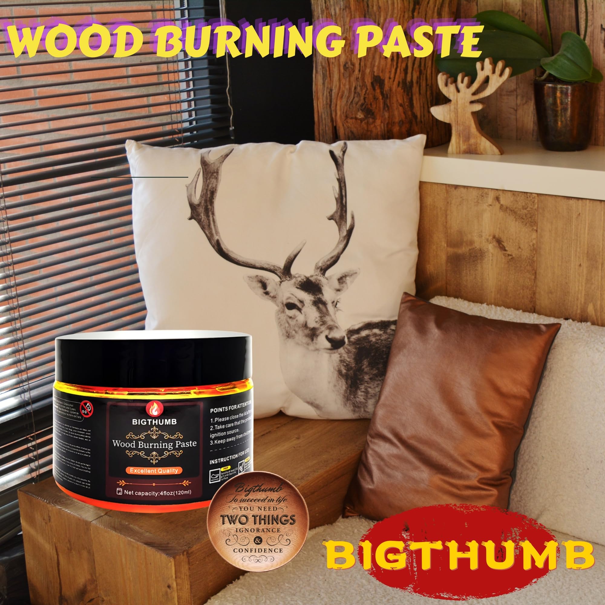 Wood Burning Gel Kit 4 OZ | Heat Activated Non-Toxic Paste for DIY Crafting, with Mini Scraper, Template Sticker, Paint Brush - Accurately & Easily Burn Designs on Wood, Canvas, Denim