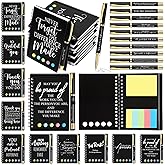 Chiisong Inspirational Spiral Notebook for Office Coworker - Employee Appreciation Gifts Journals with Thank You Sticky Note Positive Pen Valentines Gift for Staff Teacher Team(Classic Black,10 Sets)