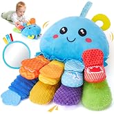 hahaland Baby Sensory Toys 0+ Month - 15 in 1 Soft Tummy Time Toy | Hanging Carseat Toys with Crinkle Rattle Mirror for Infan