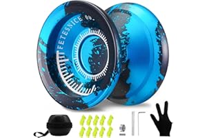 FETESNICE Yoyo Professional for Kids & Adults，Metal Yo-Yo Unresponsive/Responsive Dual Purpose Yoyos- Trick Yoyo Set with Bag, Removal Bearing Tool,Glove,10 Yo-Yo Strings and Bearing Kit(Blue Black)