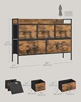 SONGMICS Chest of Drawers 5 Fabric Drawers Steel Frame Rustic Brown Ink Black view 5
