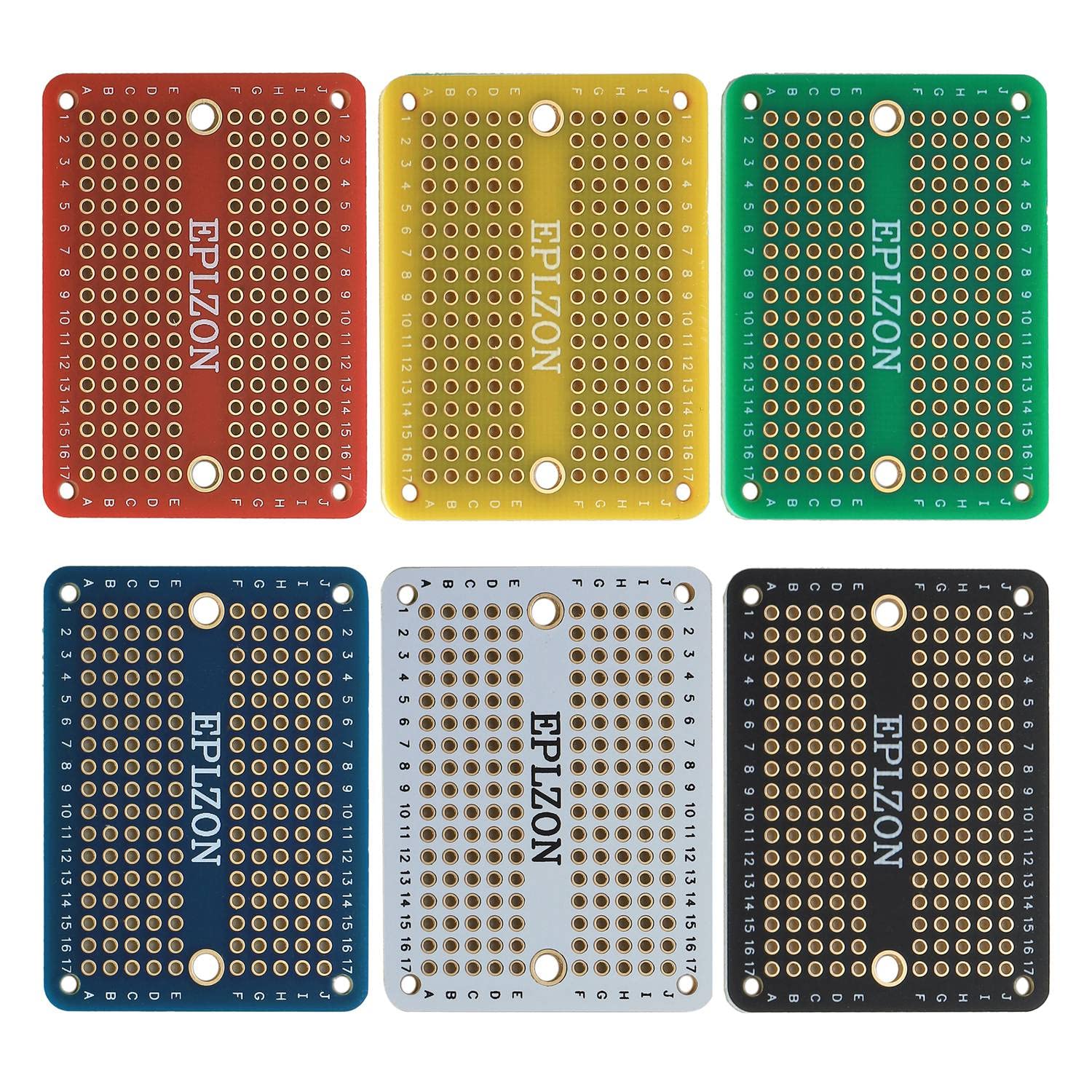 EPLZON Plated Mini PCB Solder-able Breadboard for Electronics Projects Compatible with Arduino Soldering Projects 2.0"x1.5" mixed color(pack of 6pcs)