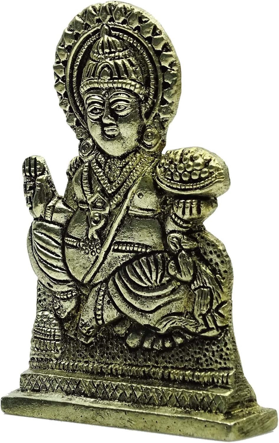 Metal Artwork Asnavirajit Wealthy Lord Kuber Religious Brass Sculpture Handmade Table Decor