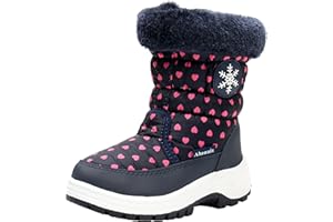 Ahannie Toddler Girls Warm Snow Boots, Kid Outdoor Insulated Winter Boot with Side Zipper
