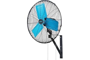 pasapair 20" Industrial Oscillating Wall Fan – 5500 CFM Large Fan with Safety Plug – Wall Mount 90° Oscillation for Garage and Patios – 3-Speeds, ETL Approved