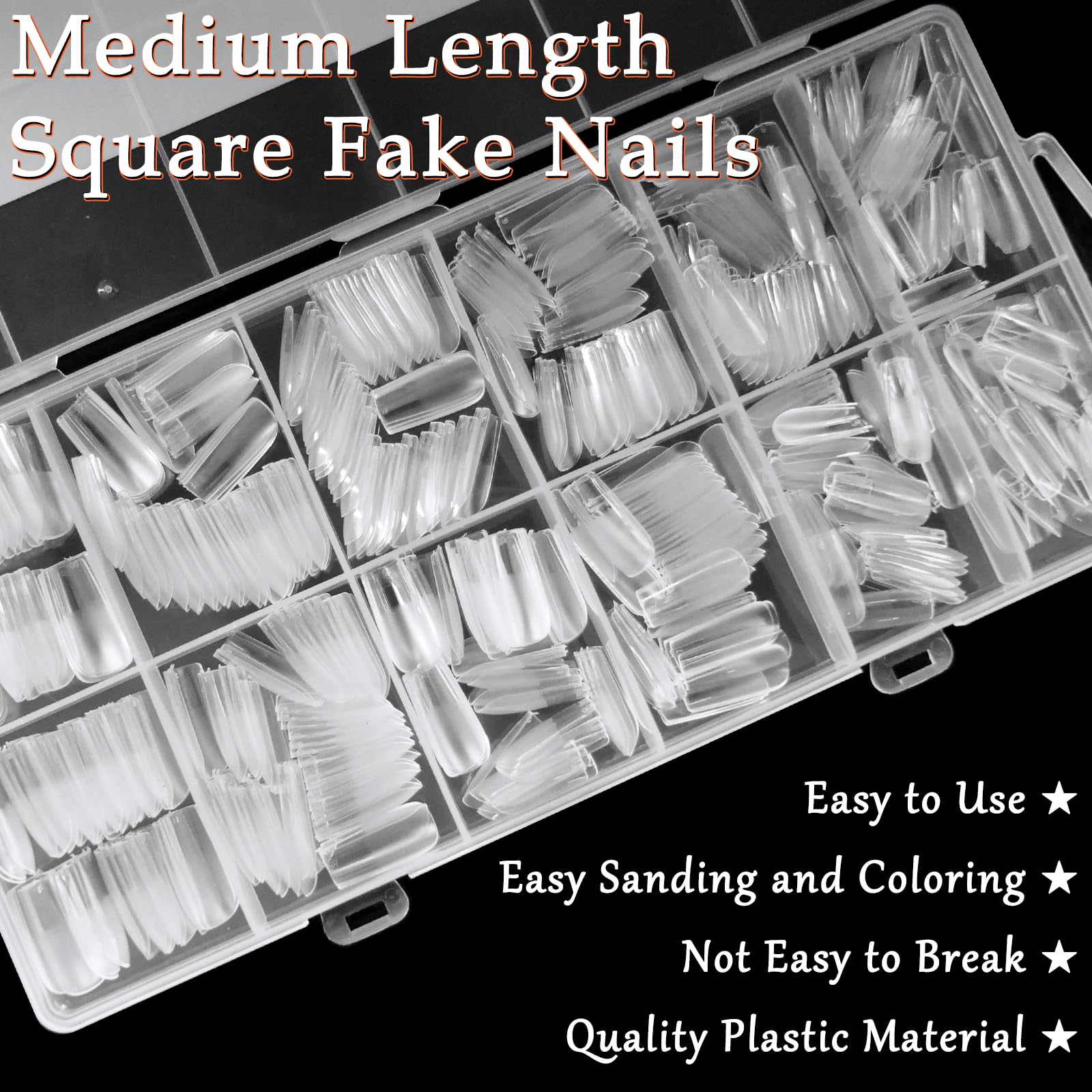 AddFavor 600pcs Square Nail Tips, Medium Square Gel Nail Tips Clear Fake Nails Full Cover Acrylic Nails Tips for Extension Nail Manicure Salon Home DIY - Image 6