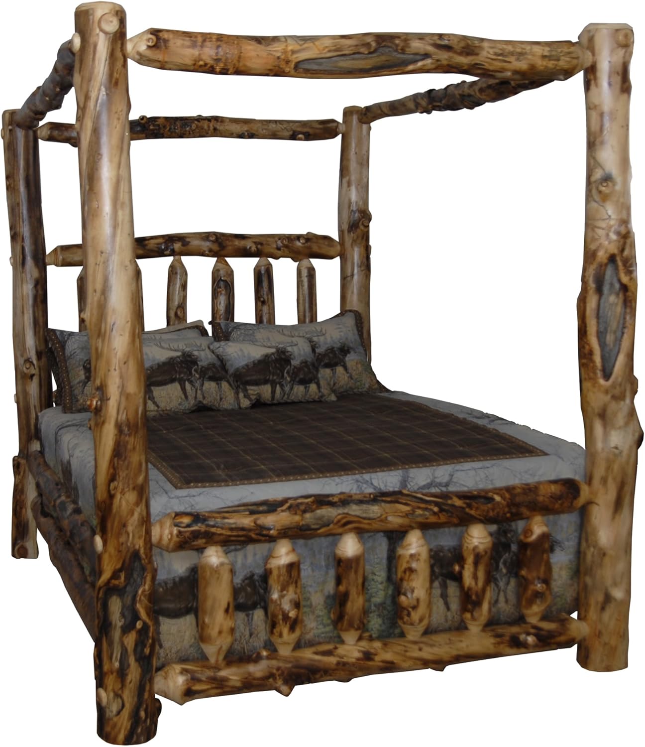 Amazon Com Furniture Barn Usa Rustic Aspen Log King Canopy Bed Furniture Decor