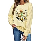 Womens Crewneck Western Cowgirl Graphic Sweatshirts Long Sleeve Casual Loose Fit Shirts Tops