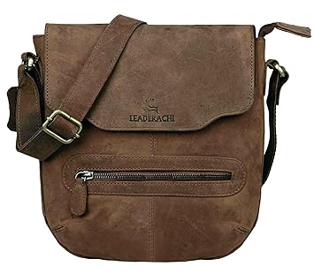 LEADERACHI Hunter Leather Messenger Bag [Sassari-Muskat]