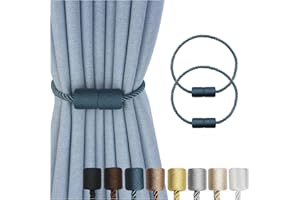 Hangtty Magnetic Curtain Tiebacks 2 Pack Blue Curtain Rope Tieback Curtain Holders for Drapes Modern Tie Backs Decorative Curtain Holdbacks