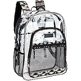 Wrangler Clear Backpack for Girls- Water Resistant Clear Bookbag, Plastic See Through Backpack for Stadium Events and School