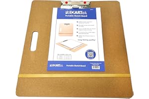 Proartek Drafting PK00025 Model SB1819 SB Series 18" x 19" Artist Sketch Board, Brown; 4mm Tempered Masonite; Constructed with a Cutout Handle; Smooth Edges; Firm Spring Clips; Rubber Band Included