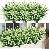 ArtBloom 24 Bundles Artificial Flowers - UV Resistant Fake Boxwood, Outdoor/Indoor Faux Greenery