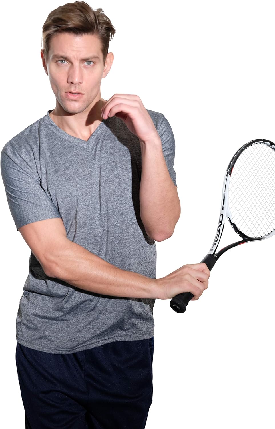 5 Pack: Men’s V-Neck Dry-Fit Moisture Wicking Active Athletic Tech Performance T-Shirt: Clothing