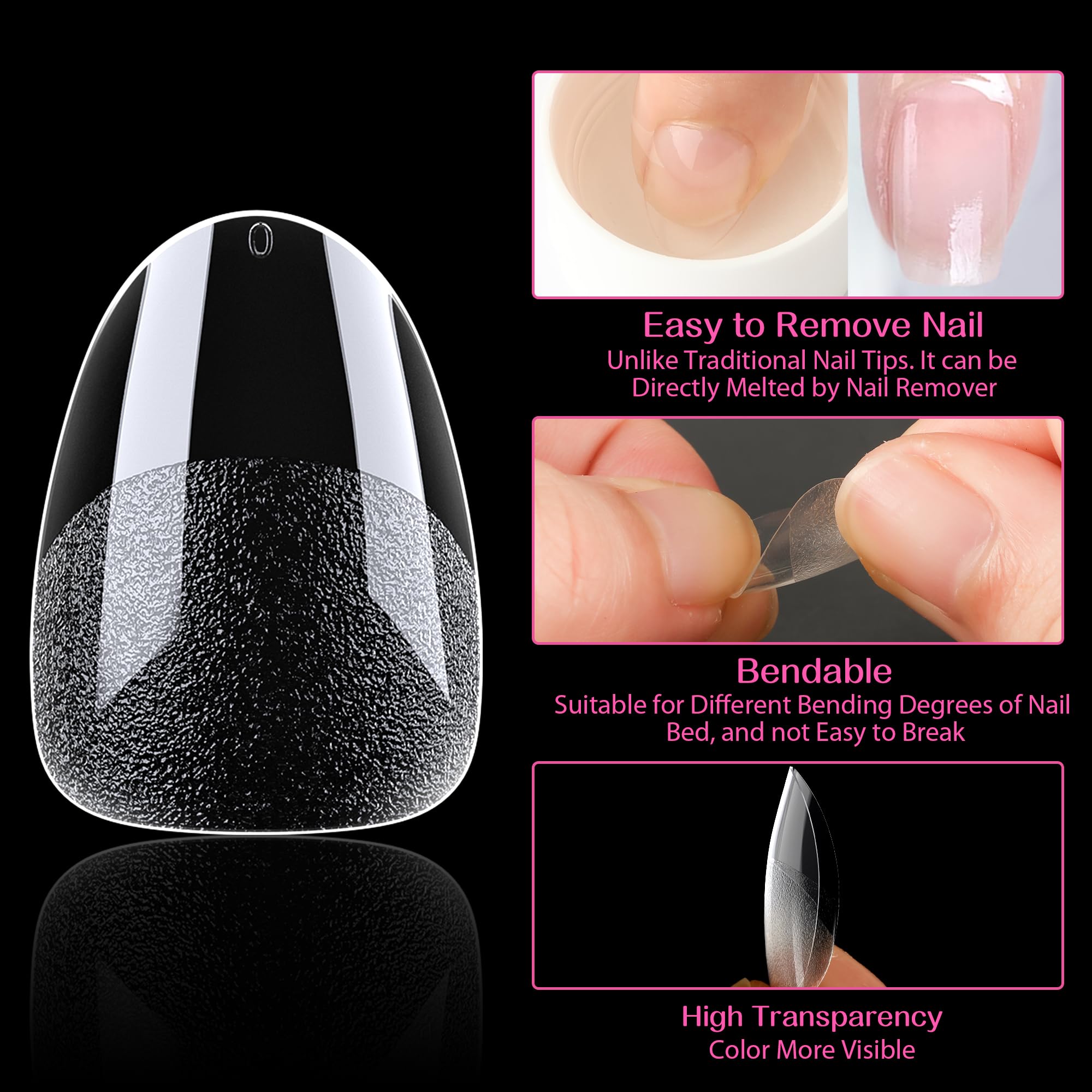 UNA GELLA Extra Short Almond Nail Tips Full Cover 216PCS Gel Nail Tips Short Almond Shaped Nails Tips Soft Gelly Gel Clear Fake Nails Tip for Acrylic Nail Tip Soak Off Home DIY Salon Nails 12 Sizes - Image 4