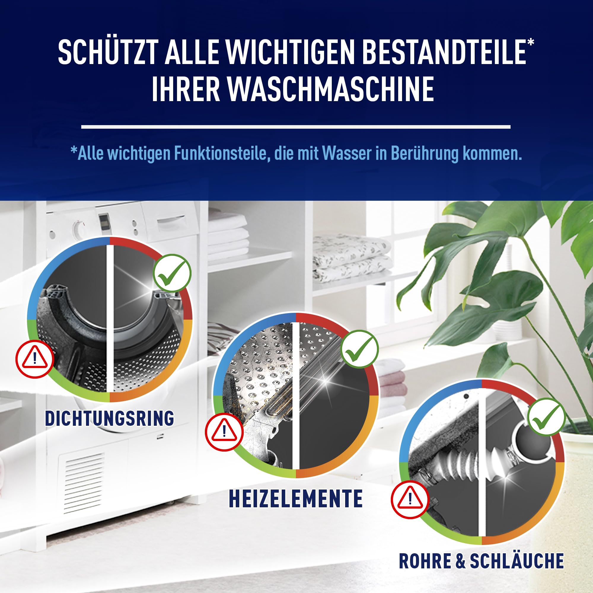 Calgon 4-in-1 Power Pulver – Wasserenthärter gegen Kalkablagerungen, Schmutz und Korrosion in der Waschmaschine – Beugt unangenehmen Gerüchen vor – 1 x 1,3 kg 3