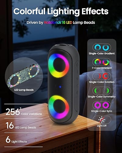 Bluetooth Speakers with Light, 30W Portable Bluetooth Wireless