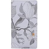 Sanlykate Checkbook Cover for Duplicate Checks, Men &amp; Women RFID Blocking PU Leather Standard Register Check Book Case with Pen Holder &amp; Divider, Flower Light Gray