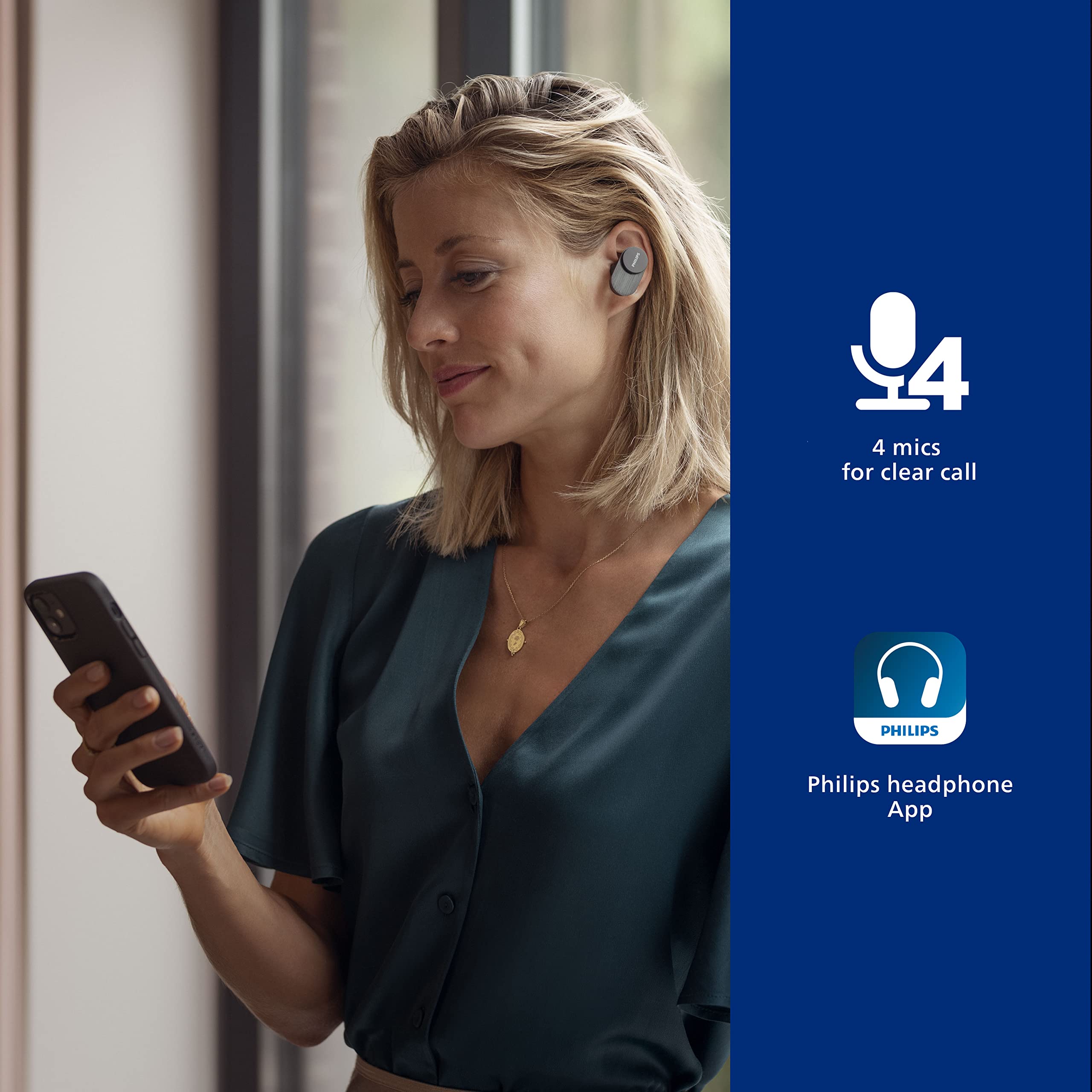 PHILIPS Fidelio T1 True Wireless Headphones with Active Noise Canceling Pro+, Audiophile Quality, Black