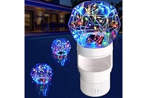 FineBud Solar Chlorine Floater,Pool Chlorines Floater with Colorful Lights,Chlorine Floaters with Diamond Shapes,Adjustable Flow Floating chlorines Dispenser for Pool,Hot Tub Chlorines Floaters White