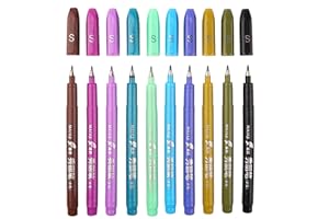 MAIKEDEPOT Sign Brush Pen,10pcs Felt Tip Pens Assorted ColorsCalligraphy pens Art Brush Marker Water Based Journaling Pen Set for Beginners Artists Adult Lettering, Calligraphy (10pcs)
