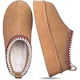 FITORY Womens Platform Slippers, Suede Ankle Boots with Fleece-lined for Indoor Outdoors Size 6-11