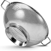 PriorityChef Colander, Stainless Steel Kitchen Strainer For Washing Rice, Pasta And Small Grains, 5 Quart
