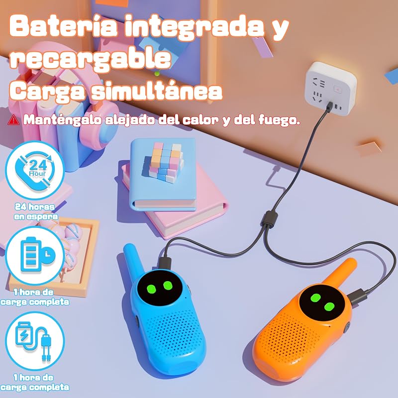 Walkie Talkie niños, NXGKET Juguetes Niños 3 4 5 6 7 8 9 10 Años, Regalos para Niñas de 3-12 Años,Walkie-Talkie Recargable con Batería Juegos Exterior Niños,Regalos cumpleaños Navidad Pascua Hallowee