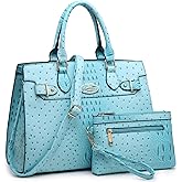 Dasein Women Handbags and Purses Ladies Shoulder Bag Top Handle Satchel Tote Work Bag with Matching Clutch