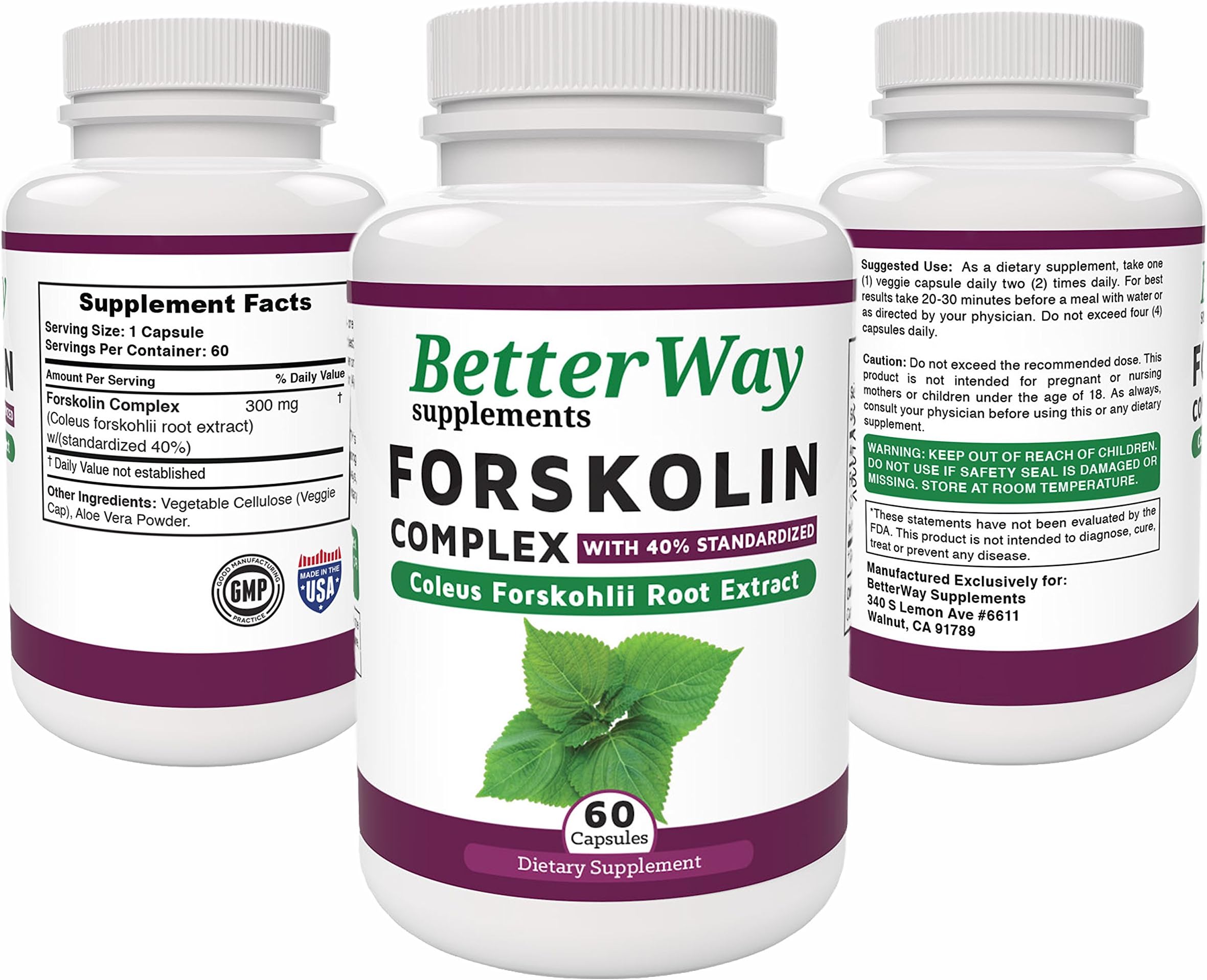 Forskolin Extract for Weight Loss - Pure Max Strength 40% Fat Burners for Men and Women - Diet & Weight Loss Pills in Veggie Capsules - Lose Weight - Coleus Forskohlii Root Extract Natural Supplement