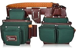 TRUTUCH Nylon and Leather Tool Belt | Framing Tool Bags | Nylon Tool Pouch | Carpenter Tool Belts | Construction | Framers | Electrician Tool Belt (Green)