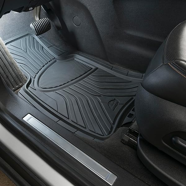 ARMOR ALL 4-PIECE ALL-SEASON FLOOR MATS, CUSTOM FIT CAR MATS, ALL-WEATHER CAR FLOOR MATS, TRIM-TO-FIT AUTOMOTIVE FLOOR MATS FOR CARS, TRUCKS, SUVS, VEHICLE FLOOR LINER – BLACK