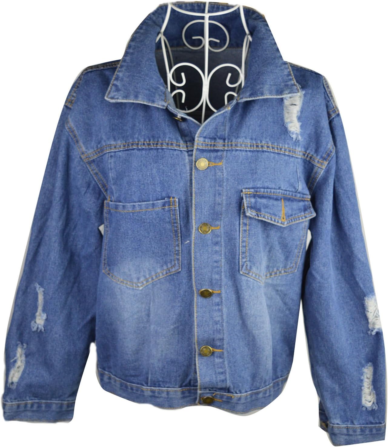 Woman BTS Bangtan Boys Holes in Denim Jacket Coat