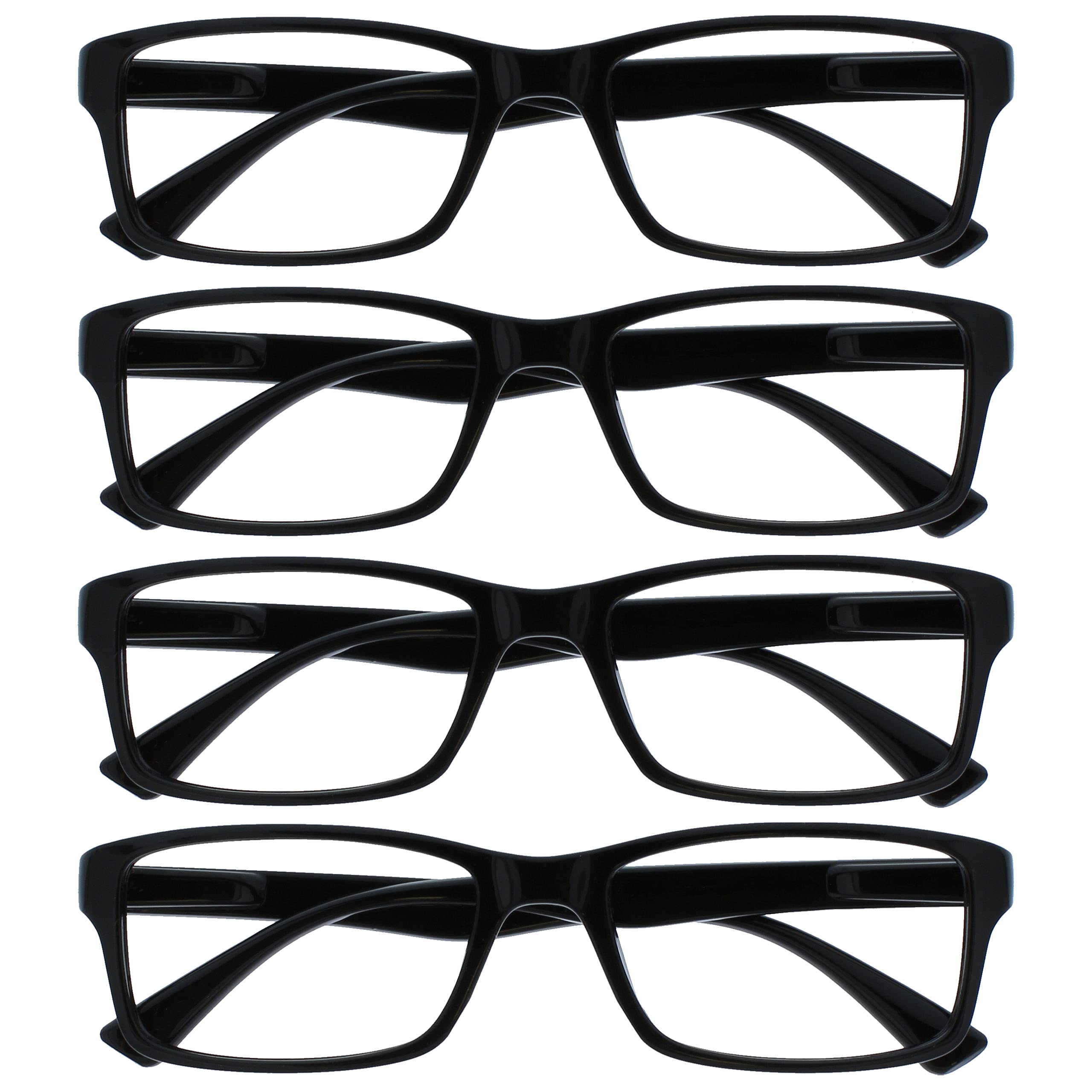 OPULIZE PEP Classic Reading Glasses for Women Men, Scratch Resistant Rectangular Frame with Spring Hinges, Black +3.5 (Pack of 4) — image 1