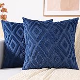 decorUhome Spring Couch Throw Pillow Covers 18x18 Set of 2, Decorative Soft Plush Faux Fur Wool Accent Pillow Covers for Modern Farmhouse Bed Sofa Living Room, Blue