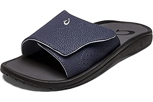 OluKai Nalu Men's Slide Sandals, Water Resistant & Quick-Dry Beach Shoes, Fully Adjustable Strap & Comfort Fit, Wet Grip Rubber Soles