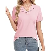 YUCOLEN Womens Polo Shirts V-Neck Lapel Collared UPF 50+ Short Sleeve Tee Business Casual Tops Trendy Summer Work Shirt