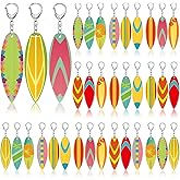 Bucherry 36 Pcs Beach Summer Party Favors Keychain Gifts Bulk Wooden Surfboard Sea Turtle Coconut Tree Christian Religious Key Ring for Hawaiian Luau Florida Bahamas Souvenirs Supplies(Flower)