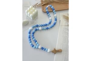 HAFITH Silicone Rosary for Kids, God Bless Kids First Rosary, Baby Baptism Gift, Christening, First Birthday, Baby Shower Celebration Beads with Cross Charm, Blue