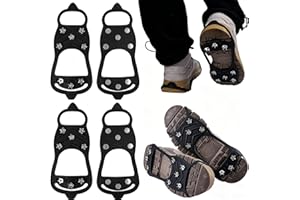 2 Pairs Boot Cleats Winter, Shoe Spikes for Ice, Ice Cleats for Boots for Winter Sports Walking Running Hiking Hunting Climbi