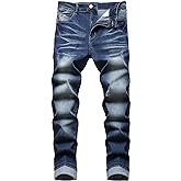 HuuPrr Men's Ripped Jeans Slim Fit Stretch Jeans Distressed Fashion Comfort Pants