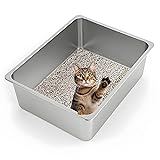 Kirecoo Stainless Steel Cat Litter Box XL- Metal
